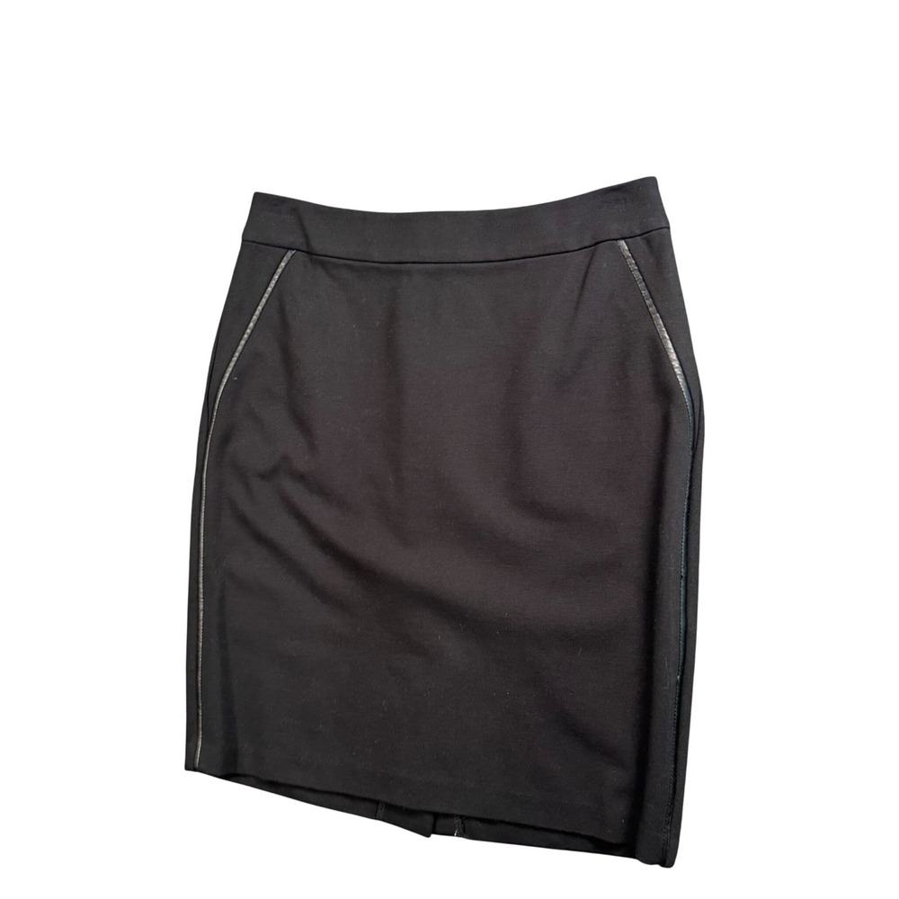 Talbots Pencil Skirt Womens 4P Black‎ Ponte Faux Leather Academia Dark Romantic